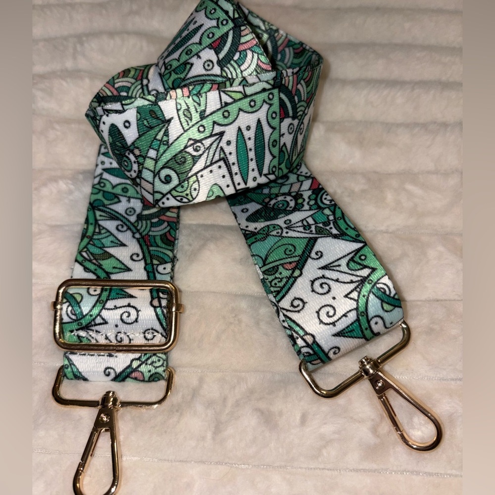 Guitar Handbag Green and White Patterned Bag Strap